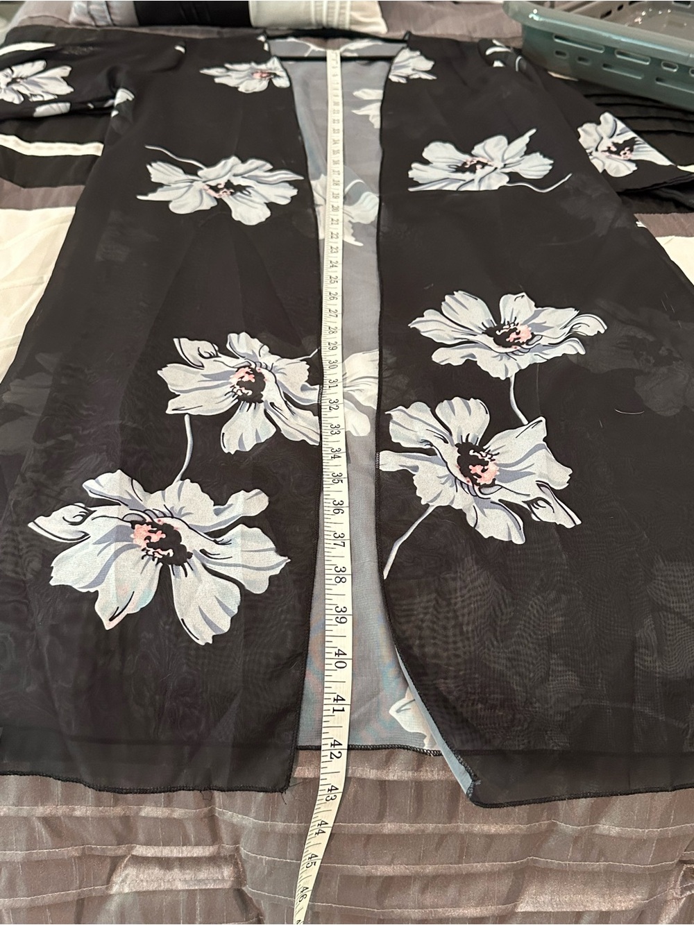 Black Floral Sheer Kimono Cover-Up - Picture 3 of 9
